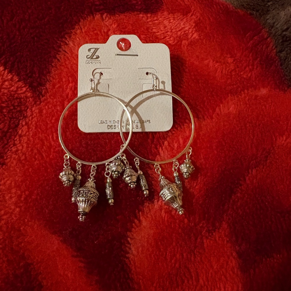 JK Designs Silver Chandelier Earrings with Crystal Accents